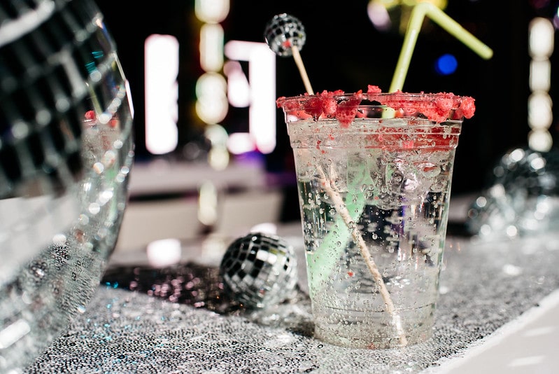 Disco Themed Party Cocktail with Disco Balls