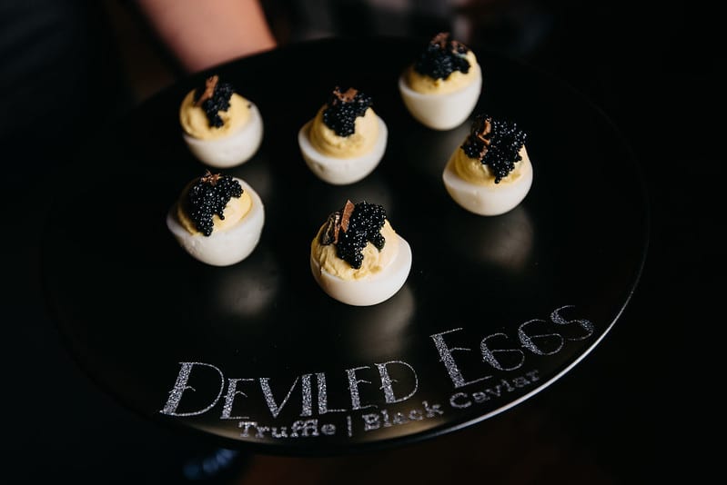 Deviled Eggs Passed Appetizer at Halloween Themed Event