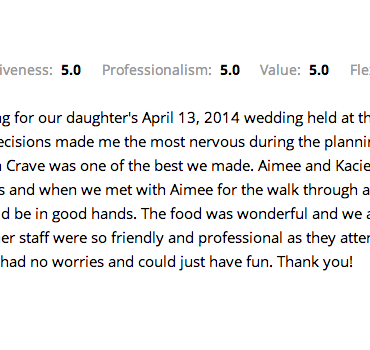 catering, crave catering, catering review, wedding caterer, wedding caterer review, reviews, catering in austin, austin catering, austin catering, catering services