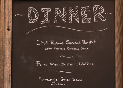 chalkboard menu at a wedding