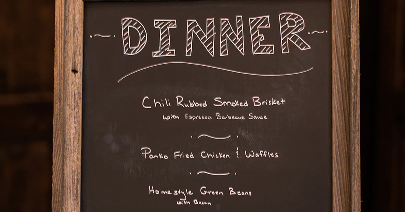 chalkboard menu at a wedding