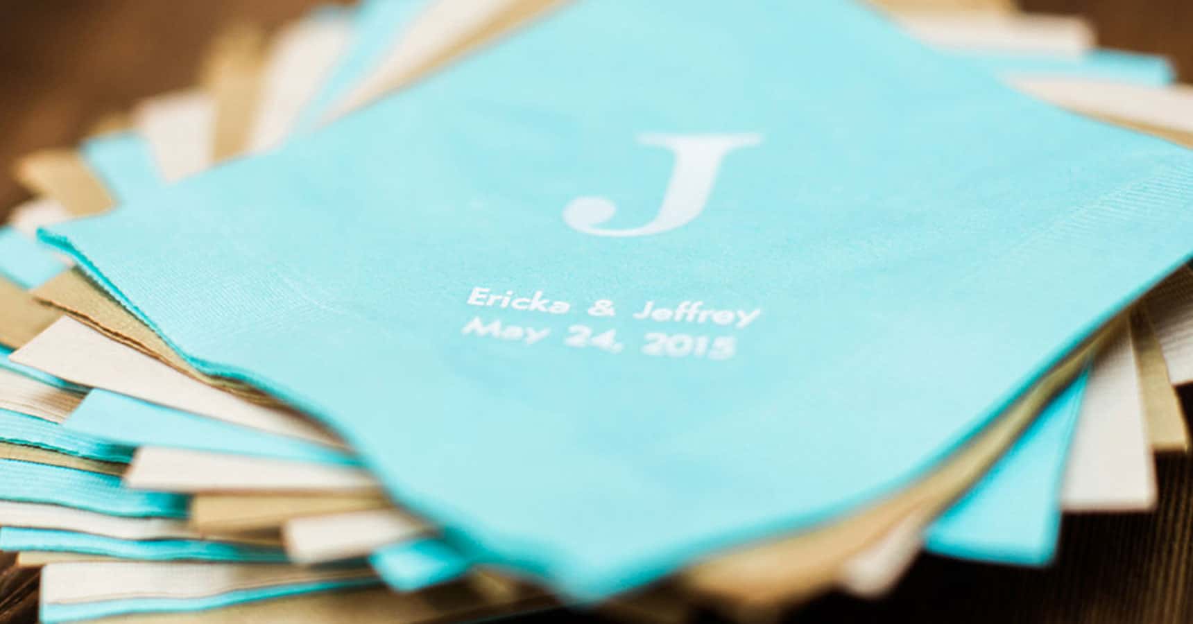 embroidered napkins at a wedding