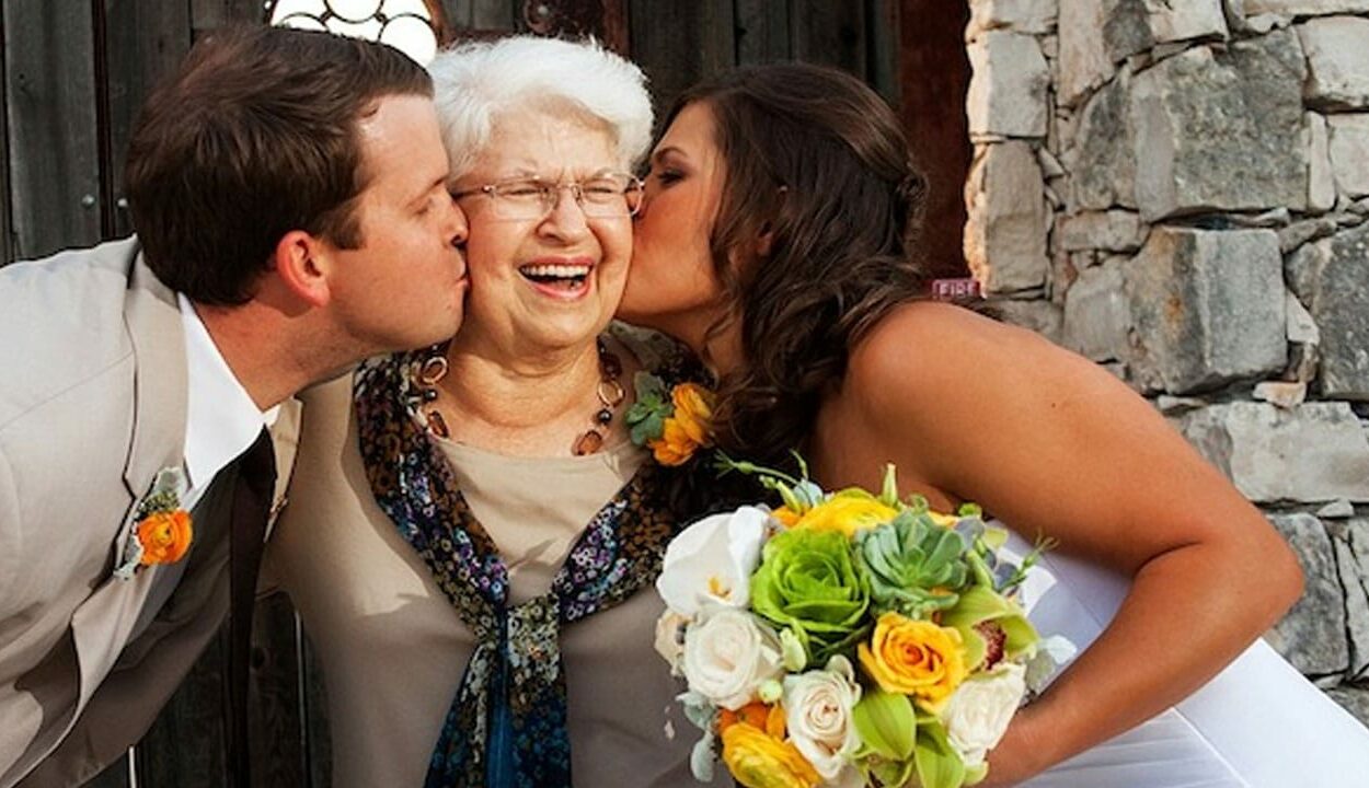 bride and groom with gma