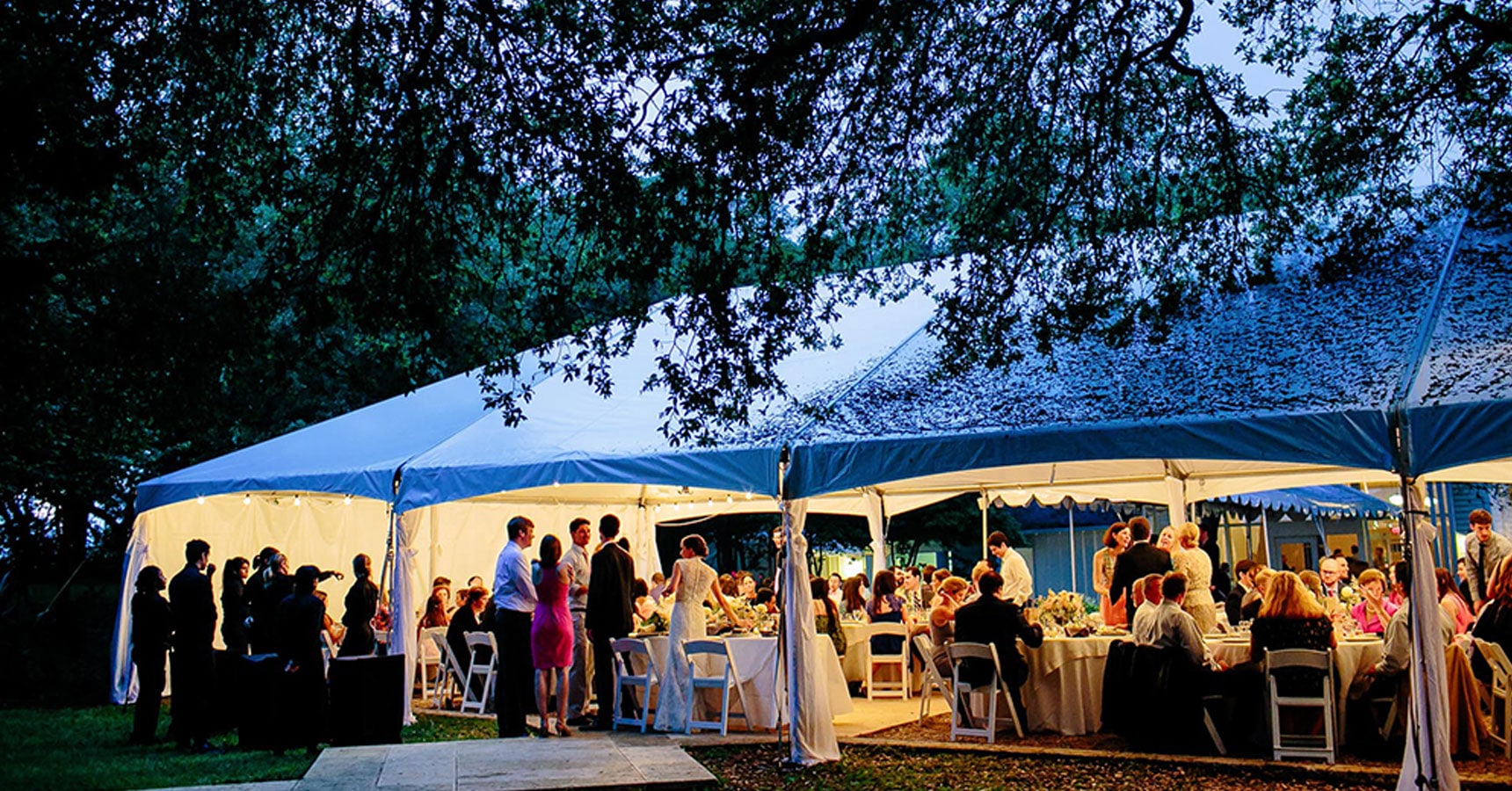 Outdoor tented wedding reception