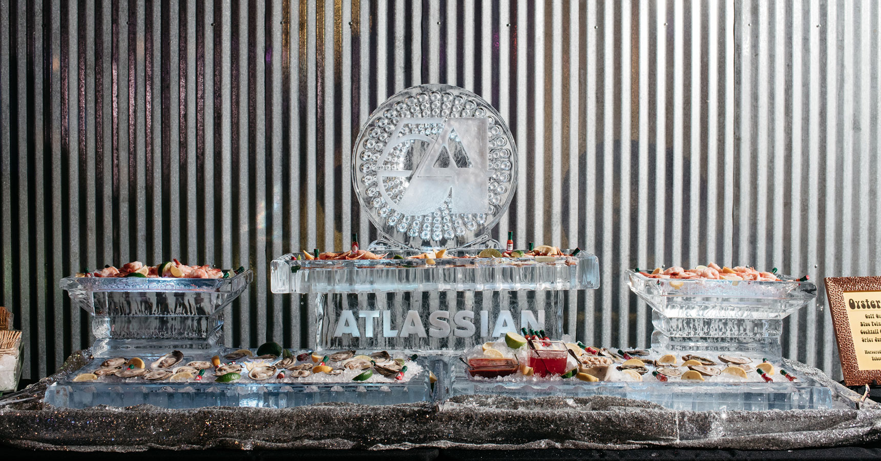 Ice buffet by Crave catering at a holiday party