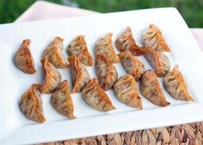 Veggie potstickers from Crave Catering's Far East Fusion Station