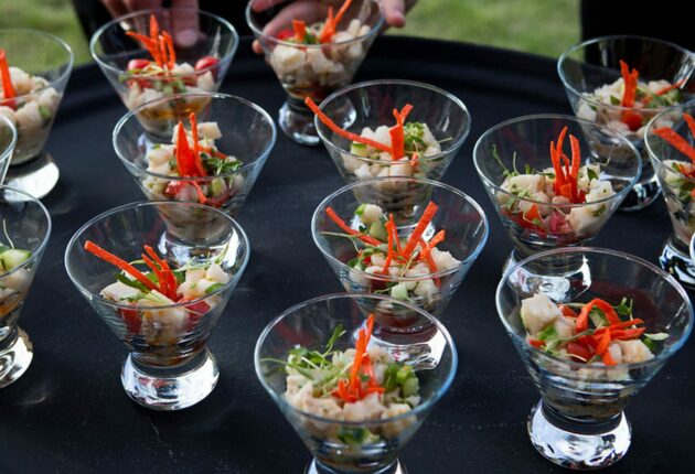 White Fish Ceviche Served in Bolero Glass by Crave Catering
