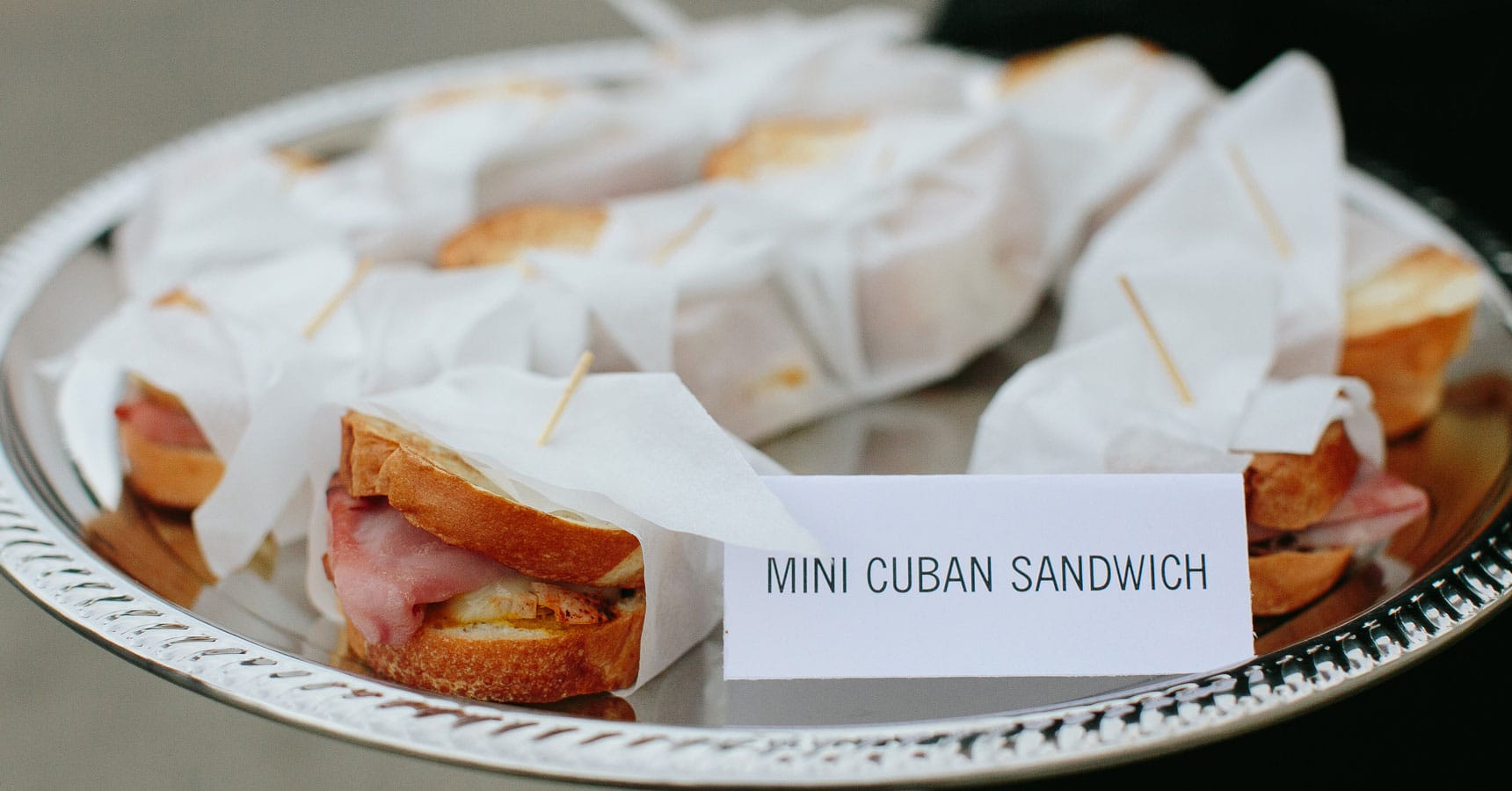 Mini cuban sandwich by Crave Catering