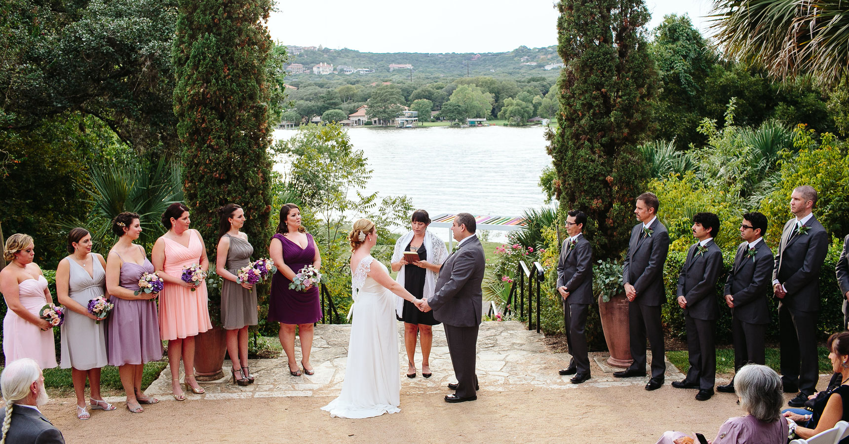 Outdoor wedding ceremony at Laguna Gloria